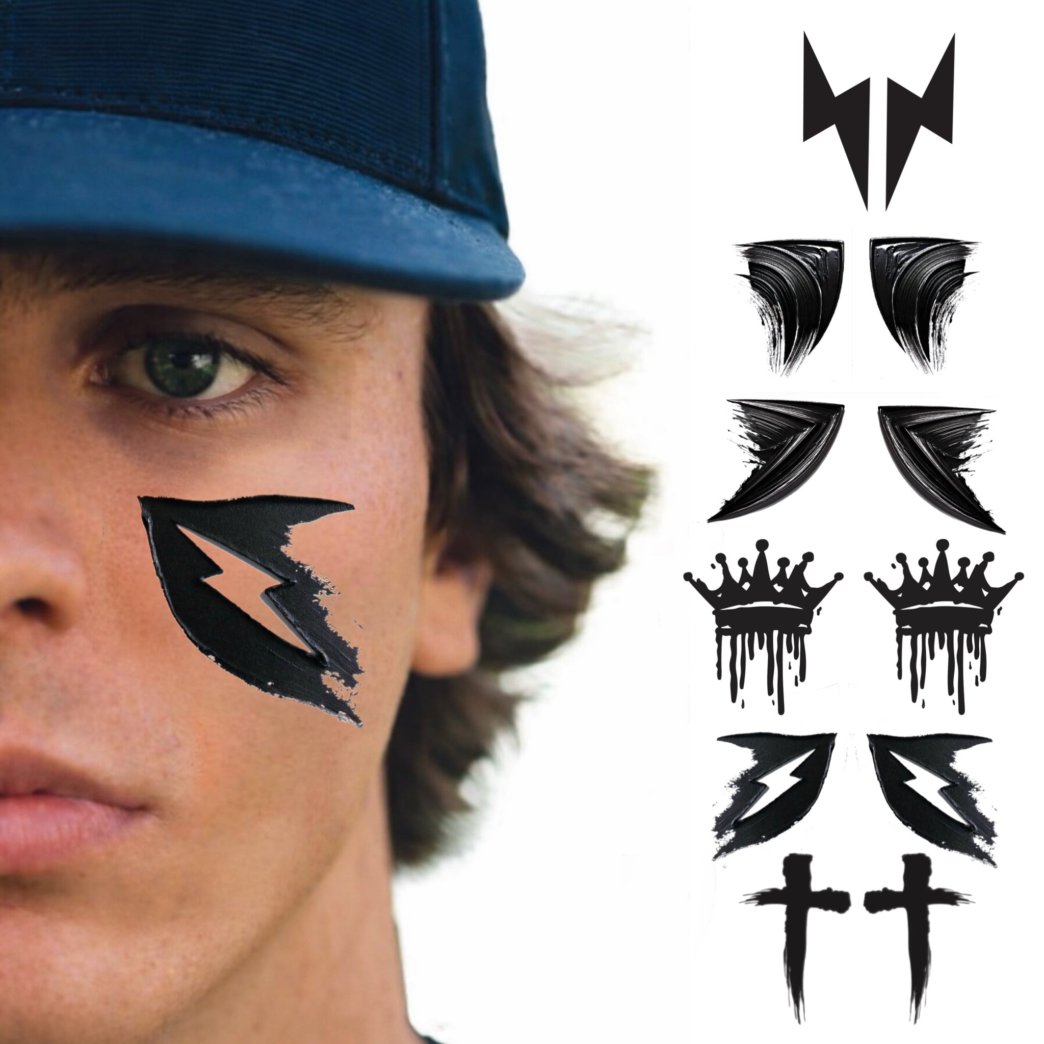 Midnight Drip 6-Pack | Variety Eye Black Tattoos for Baseball & Softball