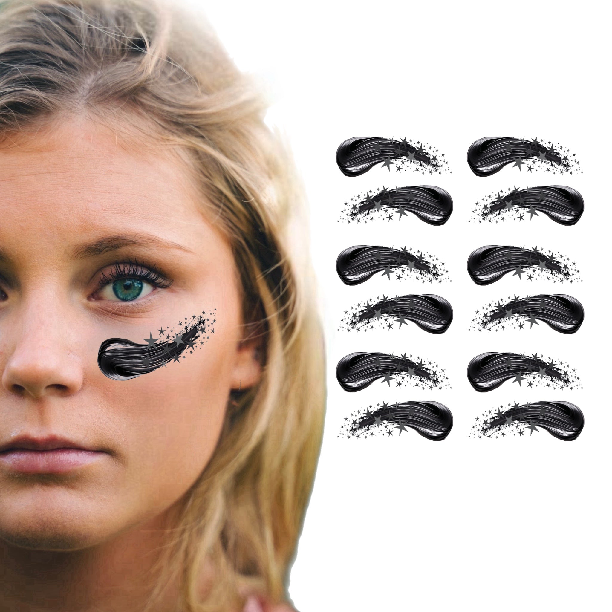 Star Smear Eye Black 6-Pack | Temporary Eye Black Tattoos for Baseball & Softball