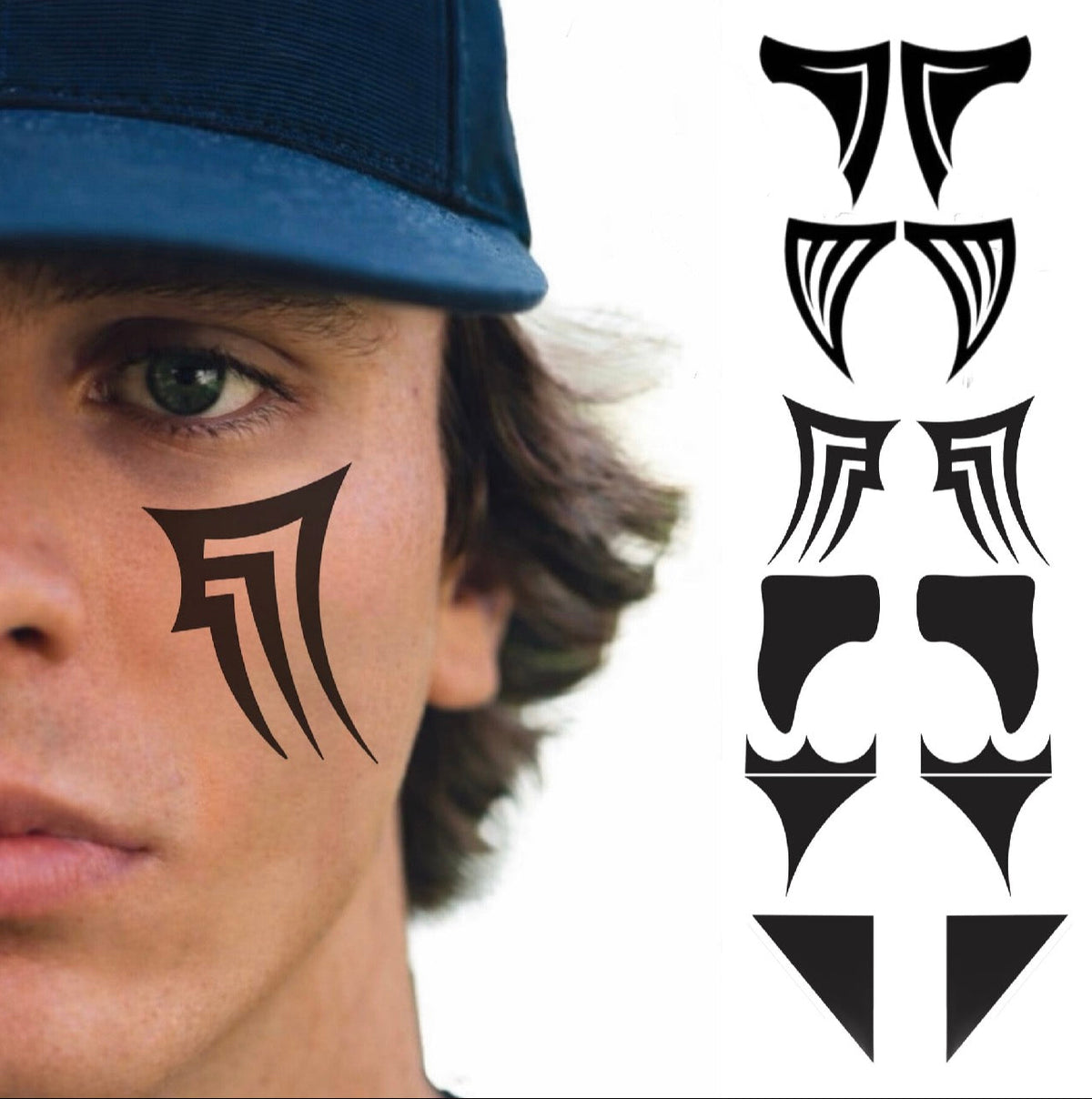 Alpha 6-Pack | Variety Eye Black Tattoos for Baseball & Softball