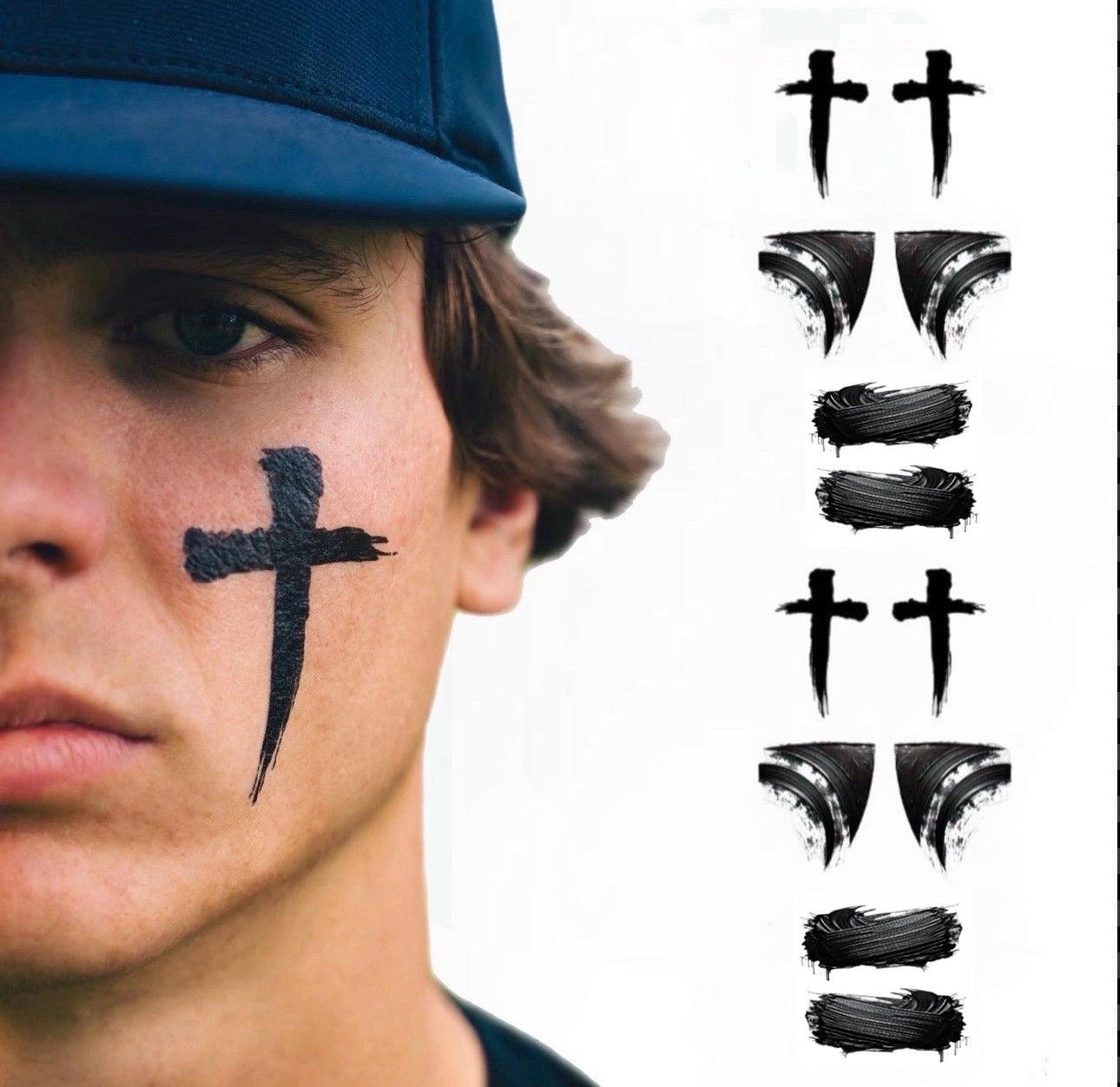Cross Variety 6-Pack | Eye Black Tattoos for Baseball & Softball