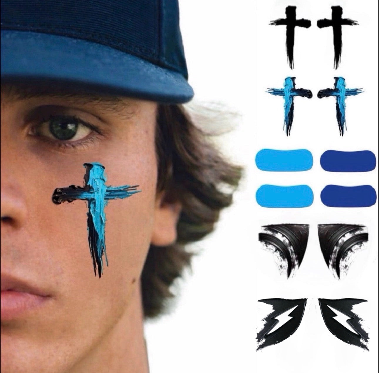 Blue Steel 6-Pack | Baseball & Softball Eye Black Tattoos