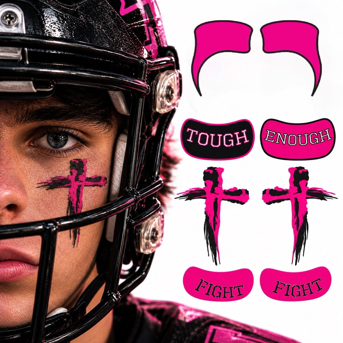 Tough Enough Pack | Pink Eye Black Tattoos for Football & Baseball