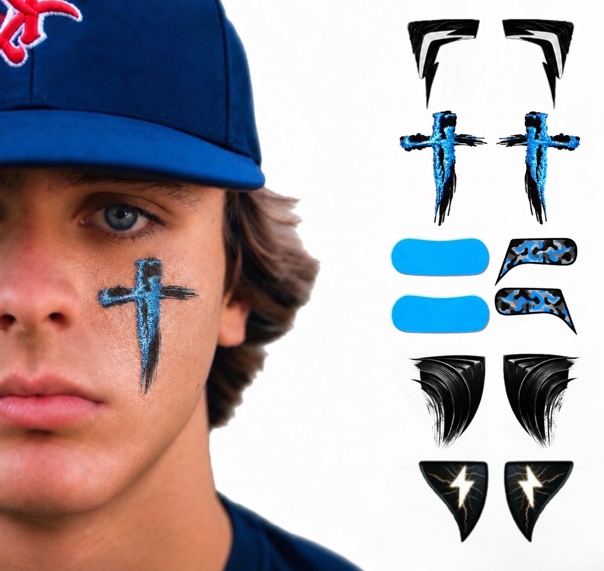 Blue Steel 6-Pack | Baseball & Softball Eye Black Tattoos