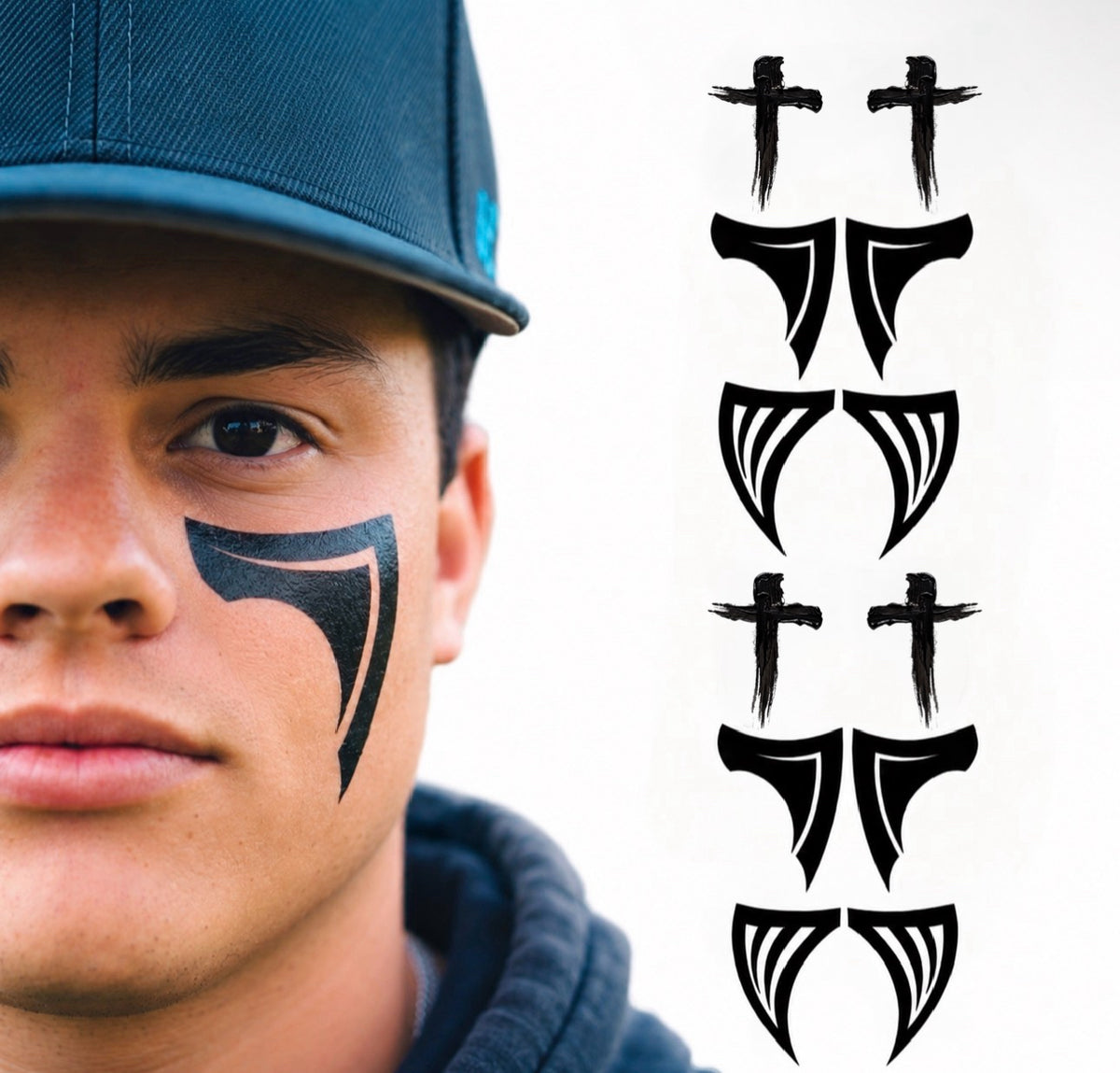 Gridiron Trio | Football Eye Black Tattoos — Phoenix, Phantom & Cross