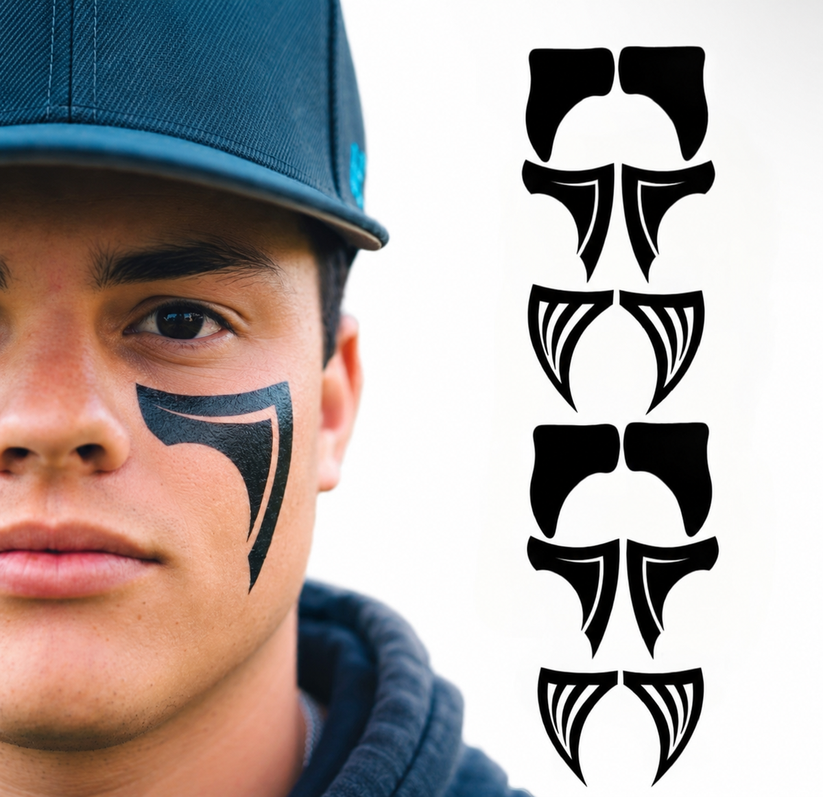 Gridiron Trio | Football Eye Black Tattoos — Bravo, Phantom & Cross