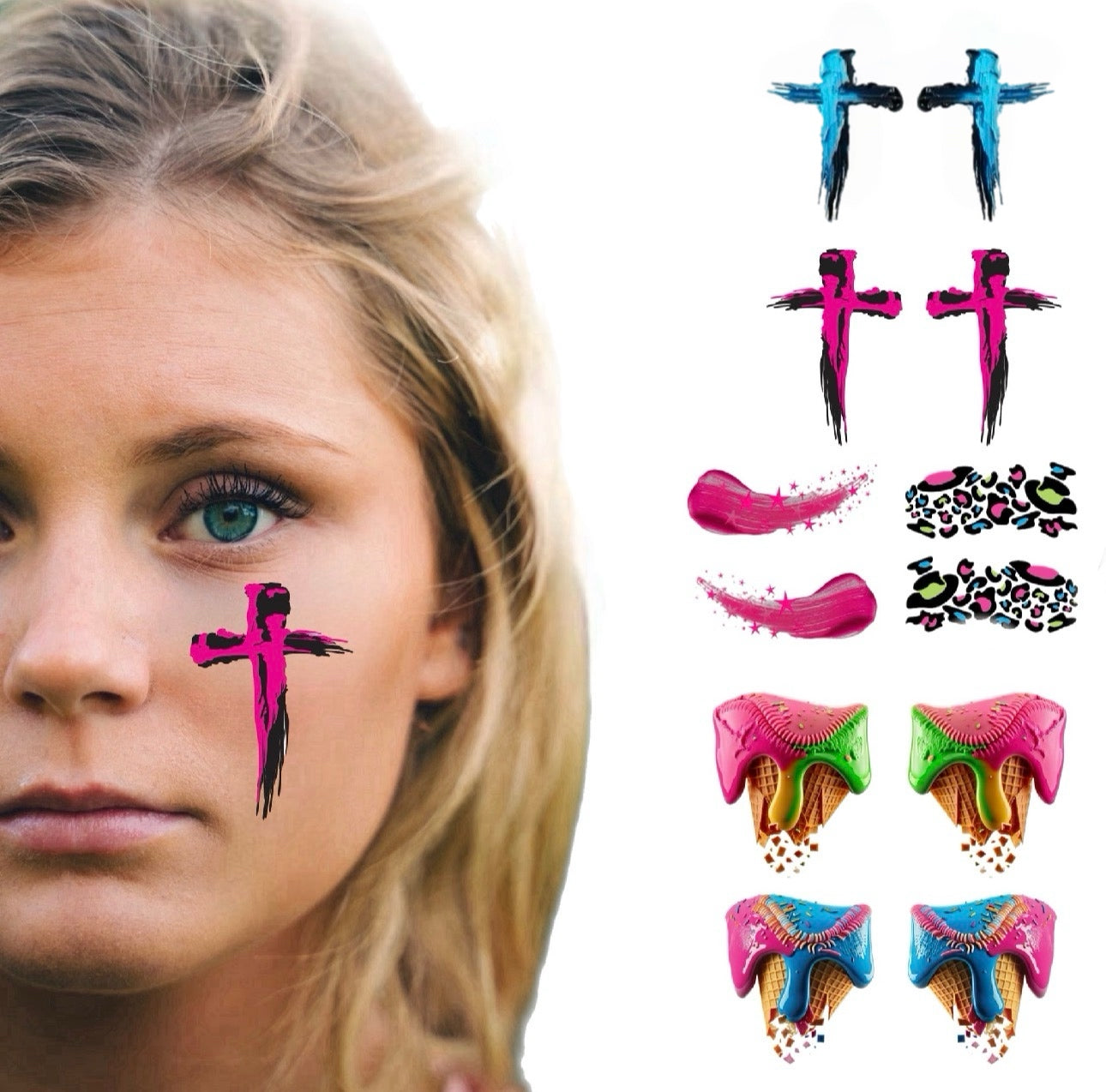 Summer Splash 6-Pack | Colored Eye Black Tattoos for Baseball & Softball