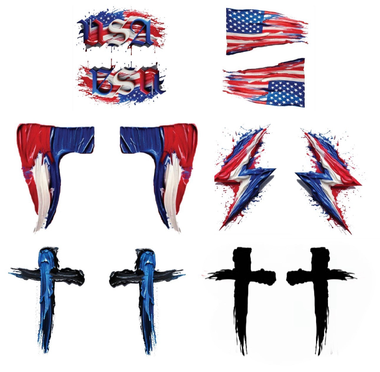 America 6-Pack | Patriotic Eye Black Tattoos for Baseball & Softball