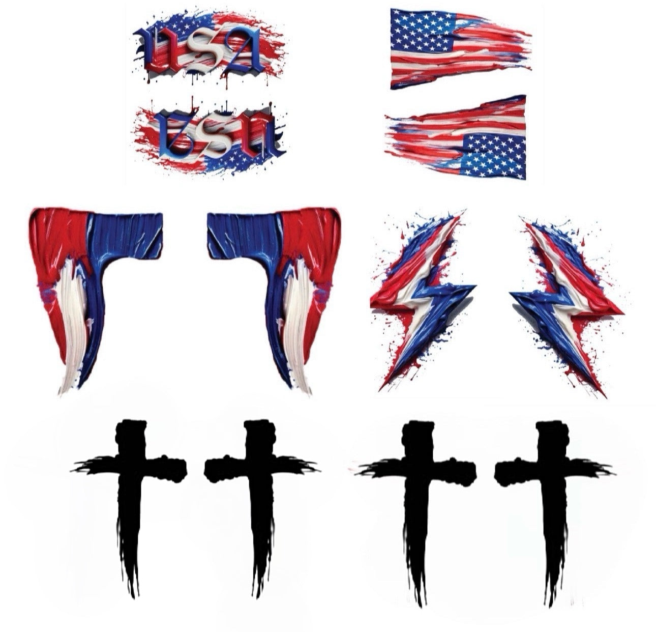 America 6-Pack | Patriotic Eye Black Tattoos for Baseball & Softball