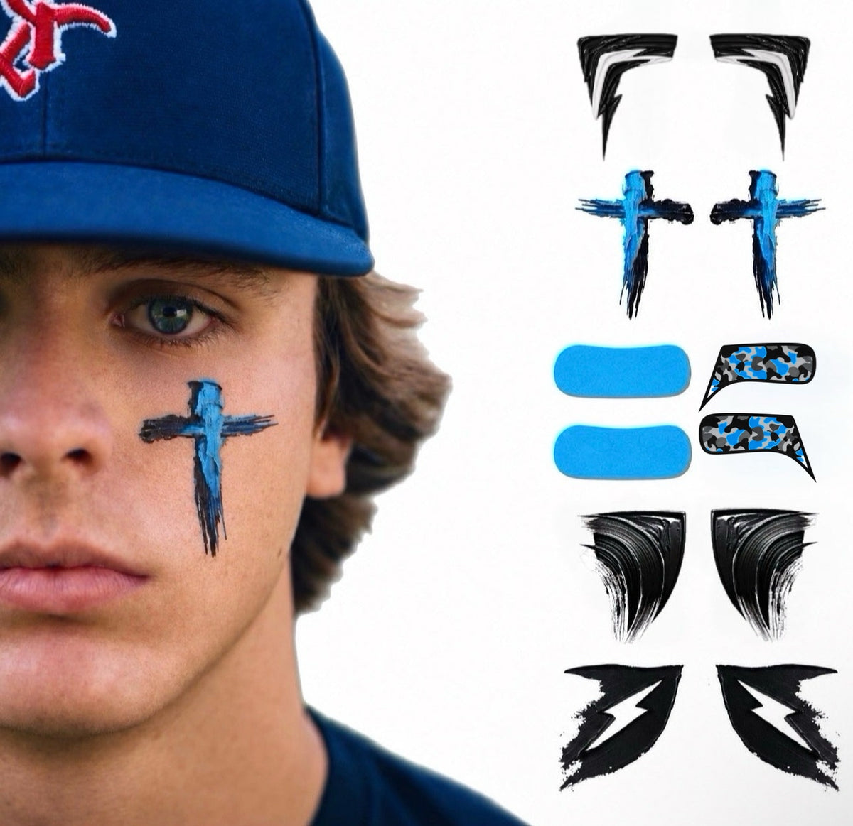 Blue Steel 6-Pack | Baseball & Softball Eye Black Tattoos
