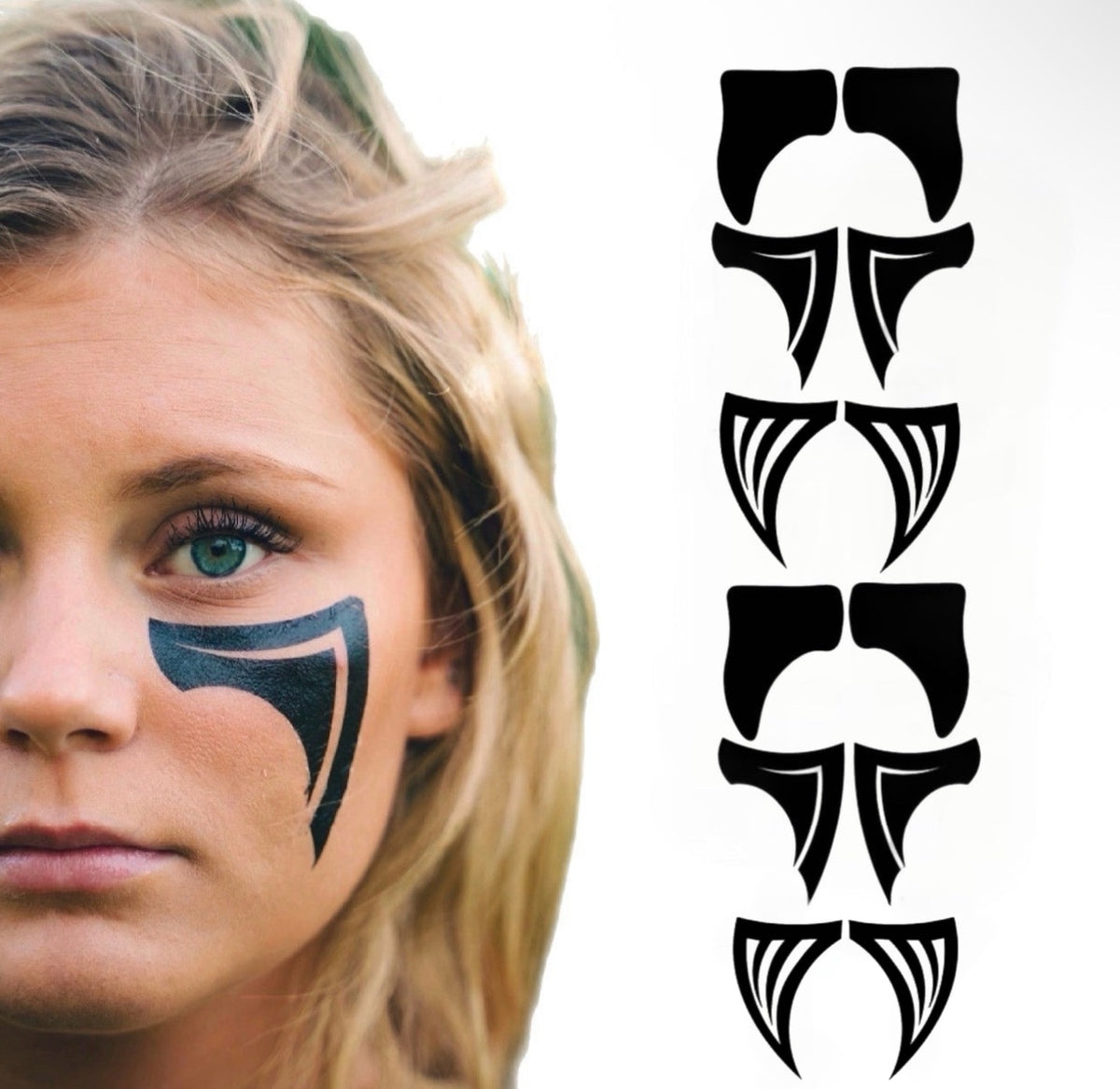 Gridiron Trio | Football Eye Black Tattoos — Bravo, Phantom & Cross