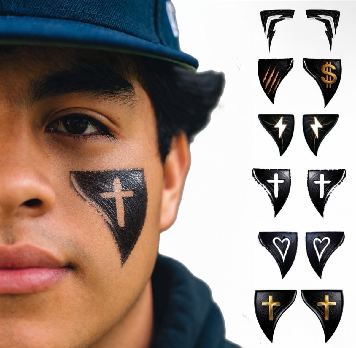 Metallic Cut-Out Collection | Eye Black Tattoos for Baseball, Softball & Football