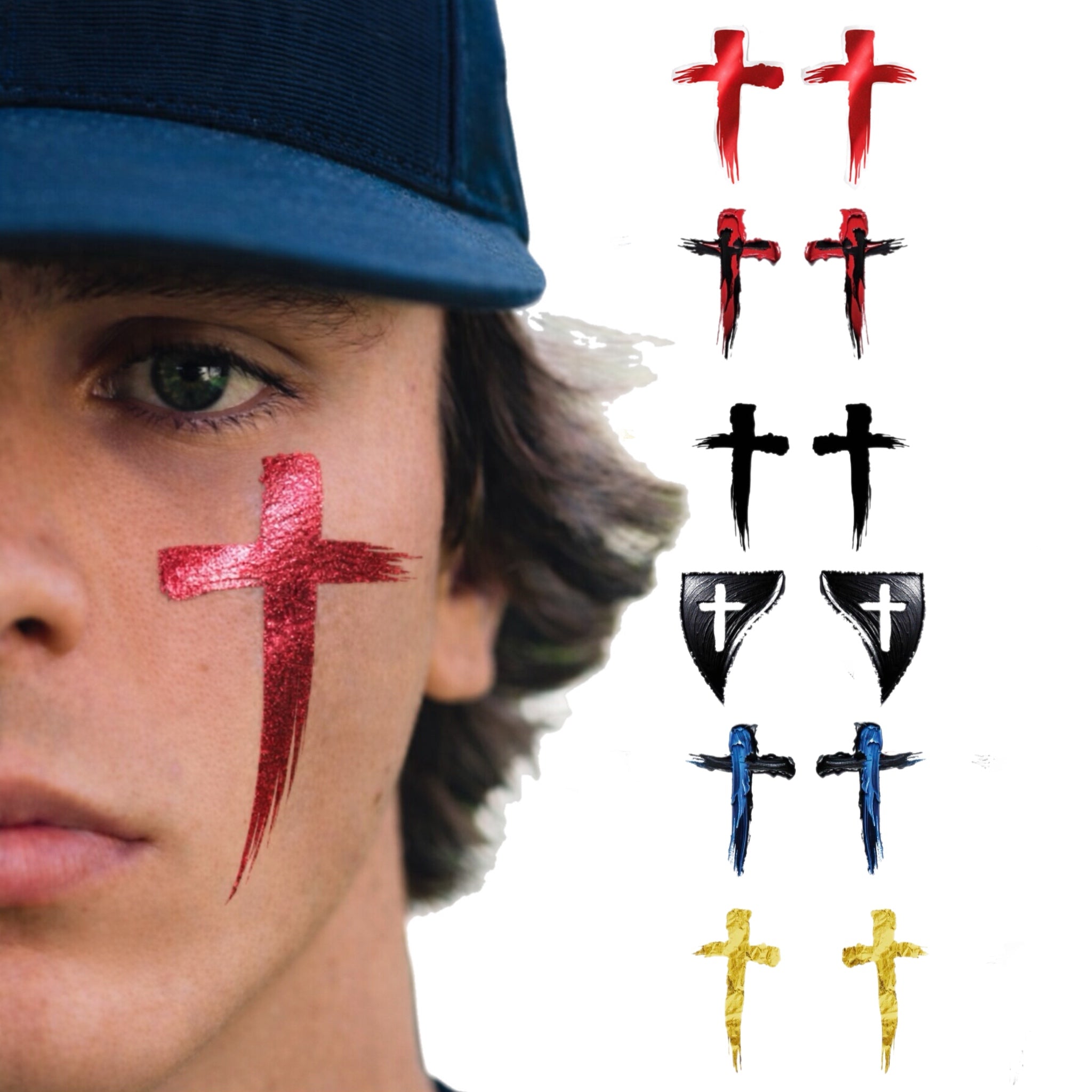 Cross Variety 6-Pack | Eye Black Tattoos for Baseball & Softball