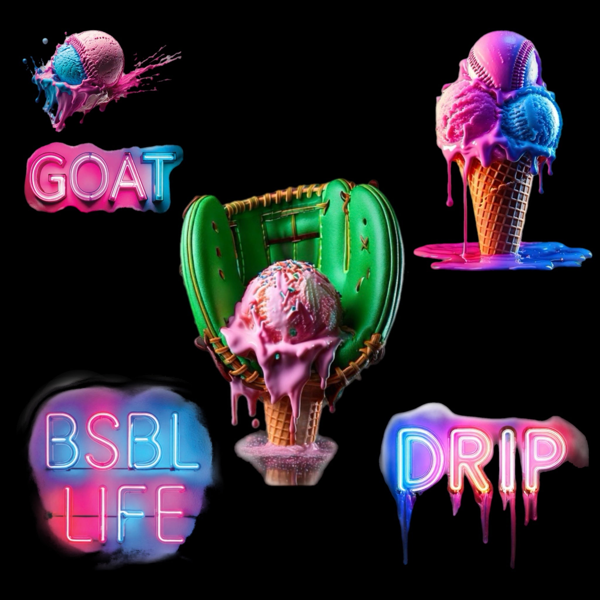 Metallic Baseball Equipment Tats