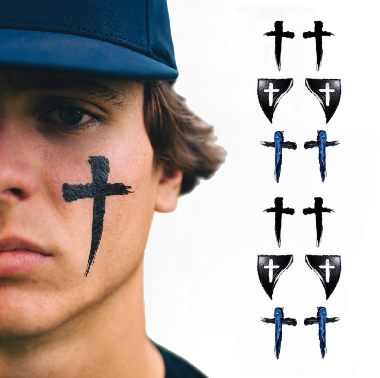 Cross Variety 6-Pack | Eye Black Tattoos for Baseball & Softball