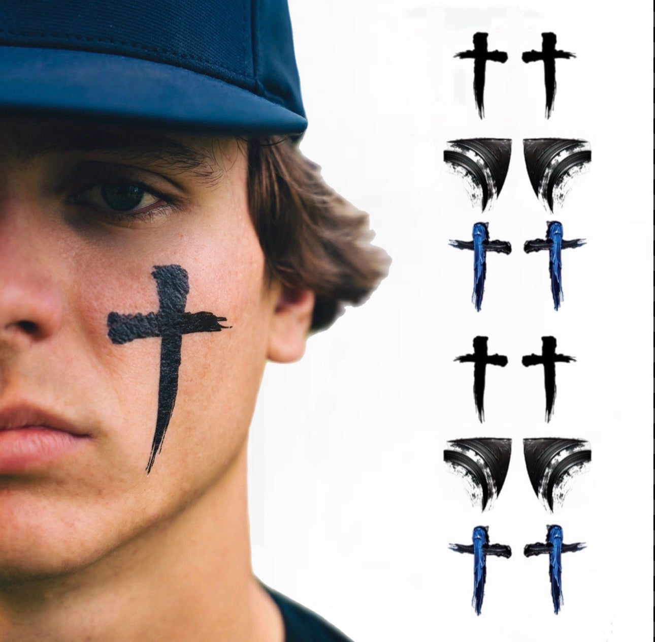 Cross Variety 6-Pack | Eye Black Tattoos for Baseball & Softball